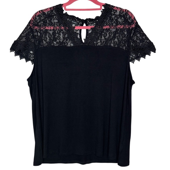 INC International Concepts Short Sleeve Lace Top - Picture 1 of 2